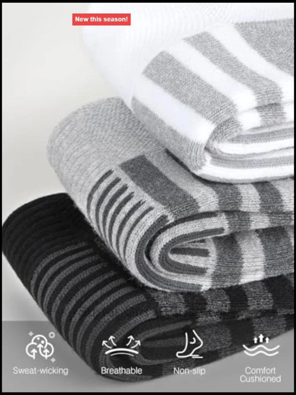 Athletic Running Ankle Cotton Socks - Breathable, Non-Slip, Arch Support